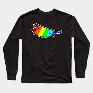 Saturna Island Silhouette in Colourful Rainbow Pattern - Bright Colours - Saturna Island Long Sleeve T-Shirt